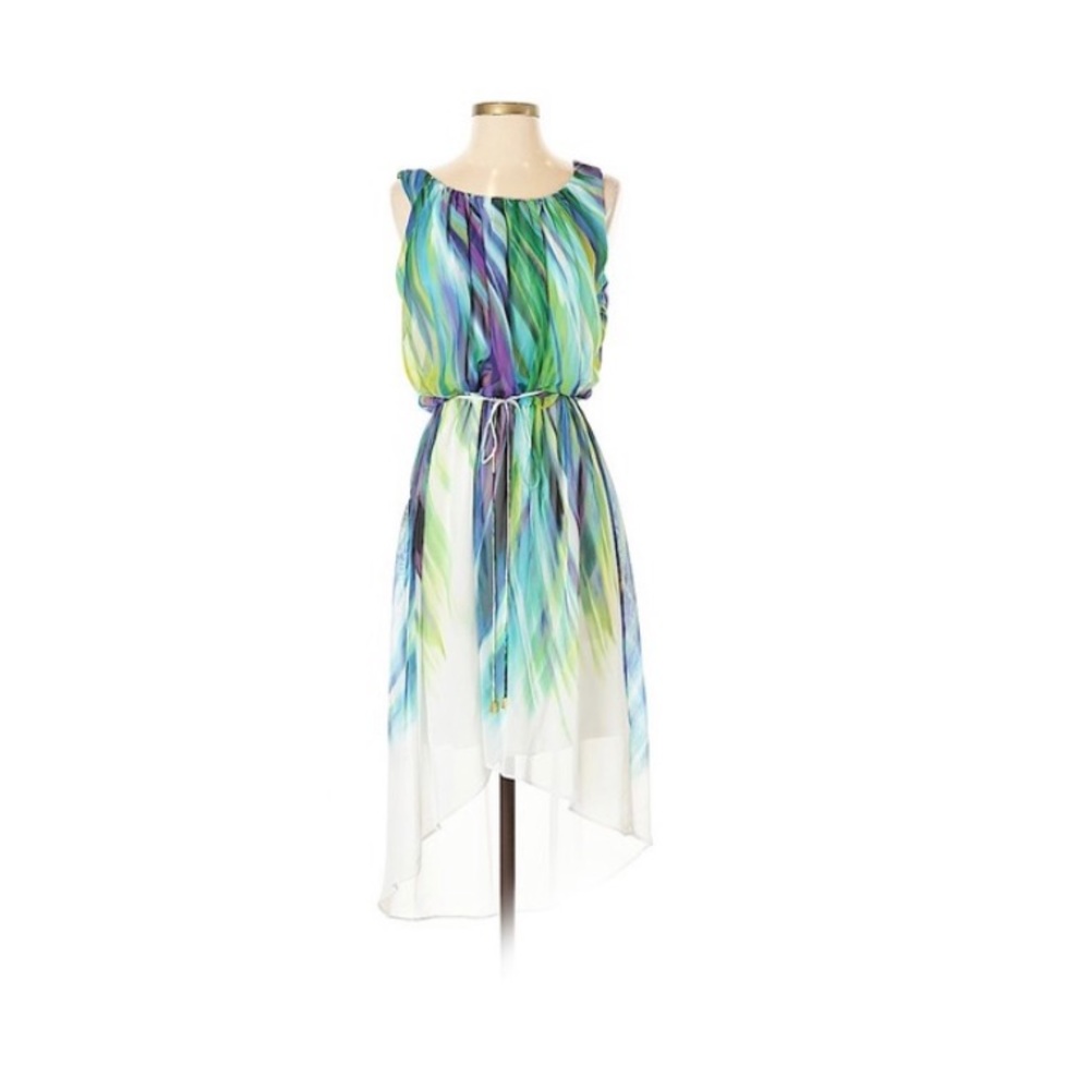 Sandra Darren Waterfall Watercolor Hi-Lo Dress 14